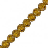 Faceted glass rondelle beads 6x4mm Topaz pearl shine coating